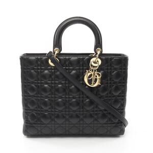 Dior Lady Cannage Handbag Leather Black